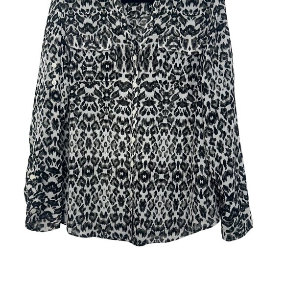 New York & Company Womens Leopard Print Button-Up Shirt Blouse SZ L - Picture 12 of 13